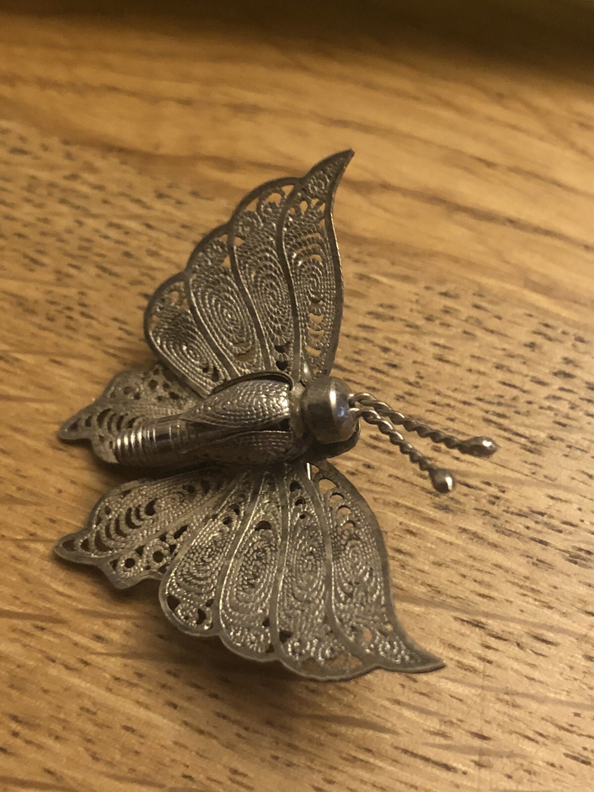 Old Vintage Silver (no Stamp) Butterfly C Clasp Art Deco Brooch Lapel Pin Gdb2