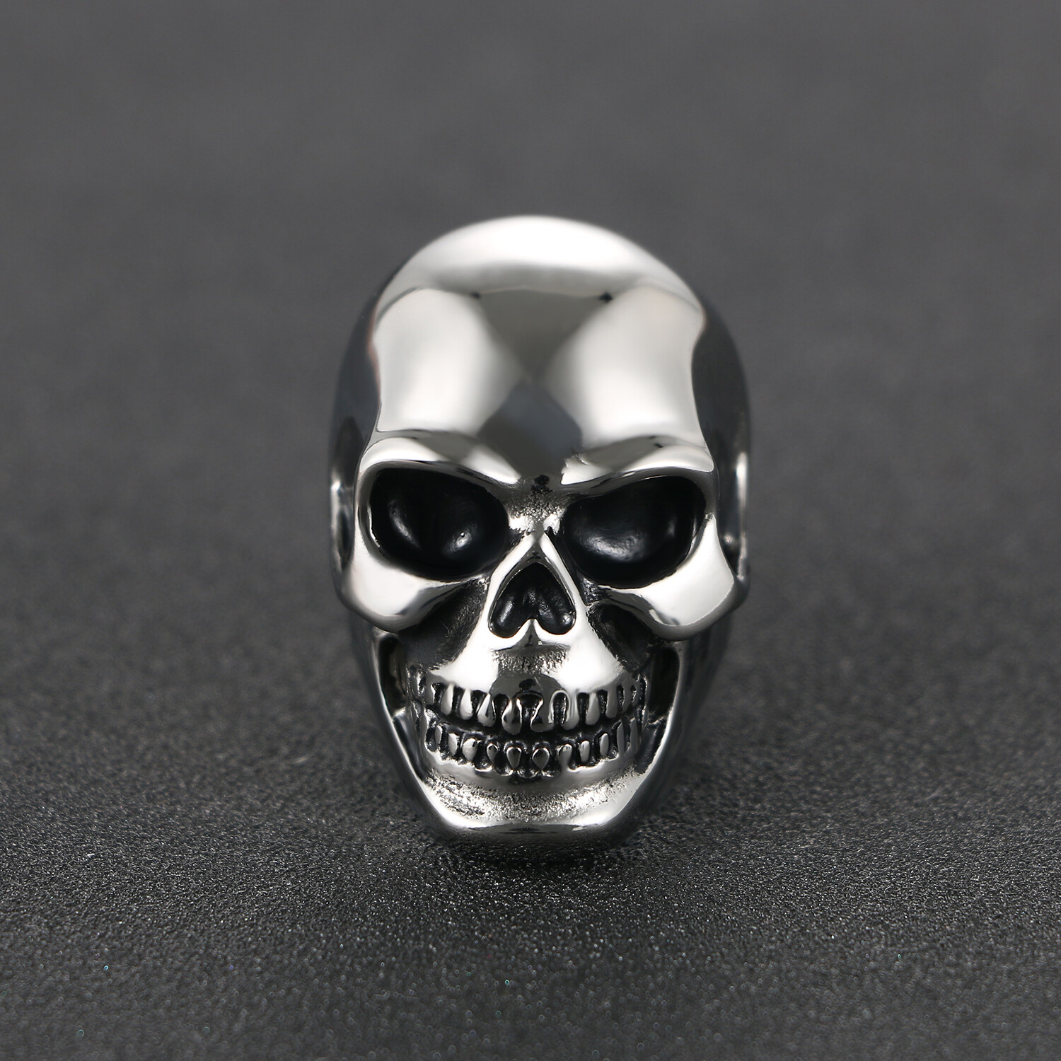 Flongo Stainless Steel Men Punk Gothic Heavy Skull Head Biker Ring Band Sz#7-14
