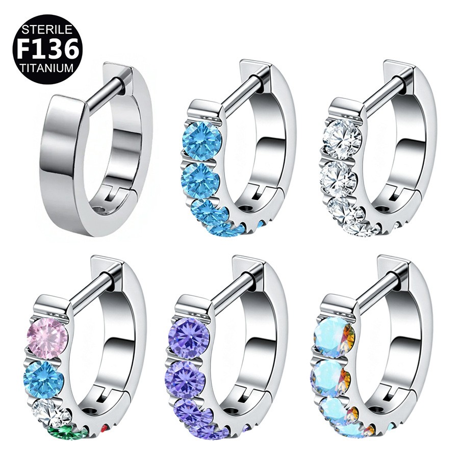 F136 Titanium Clicker 16G CZ Hinged Segment Ring Septum Daith Cartilage Piercing
