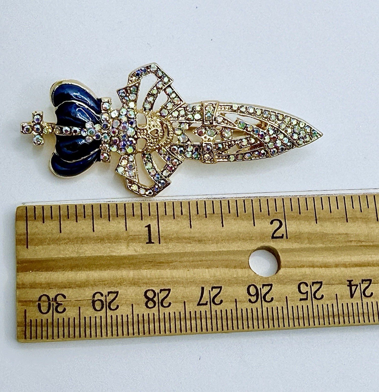 Vintage Inspired Skull Dagger Crown Brooch Pin Pendant Gothic