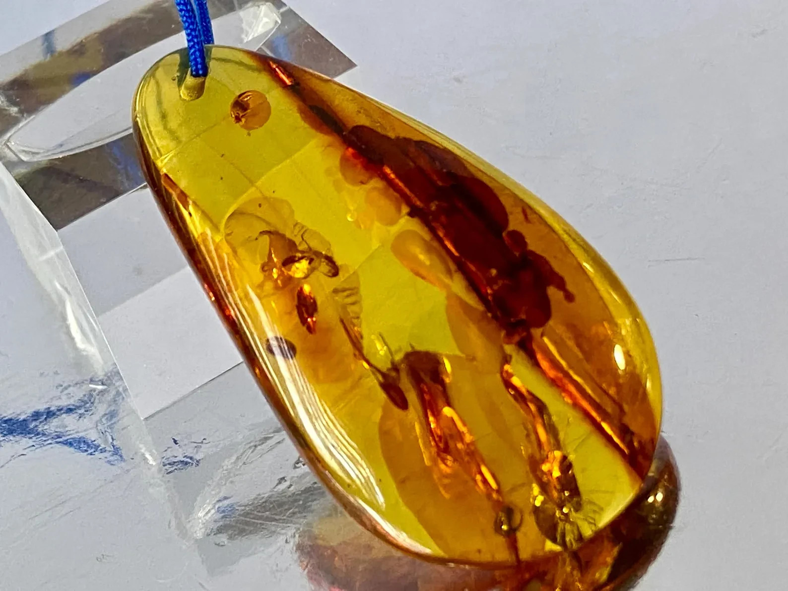 46mm Baltic Amber Pendant Cognac Scenic Inclusions Collector Statement B1413
