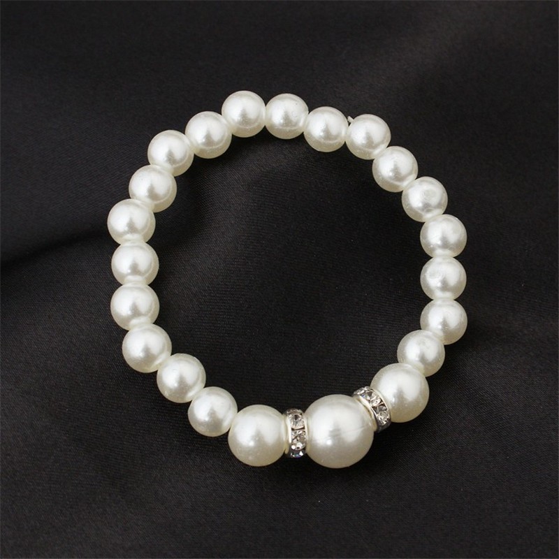 Women’s Wedding Bridal Gold Silver Plated Sz Ct Round Simulated Pearl Set