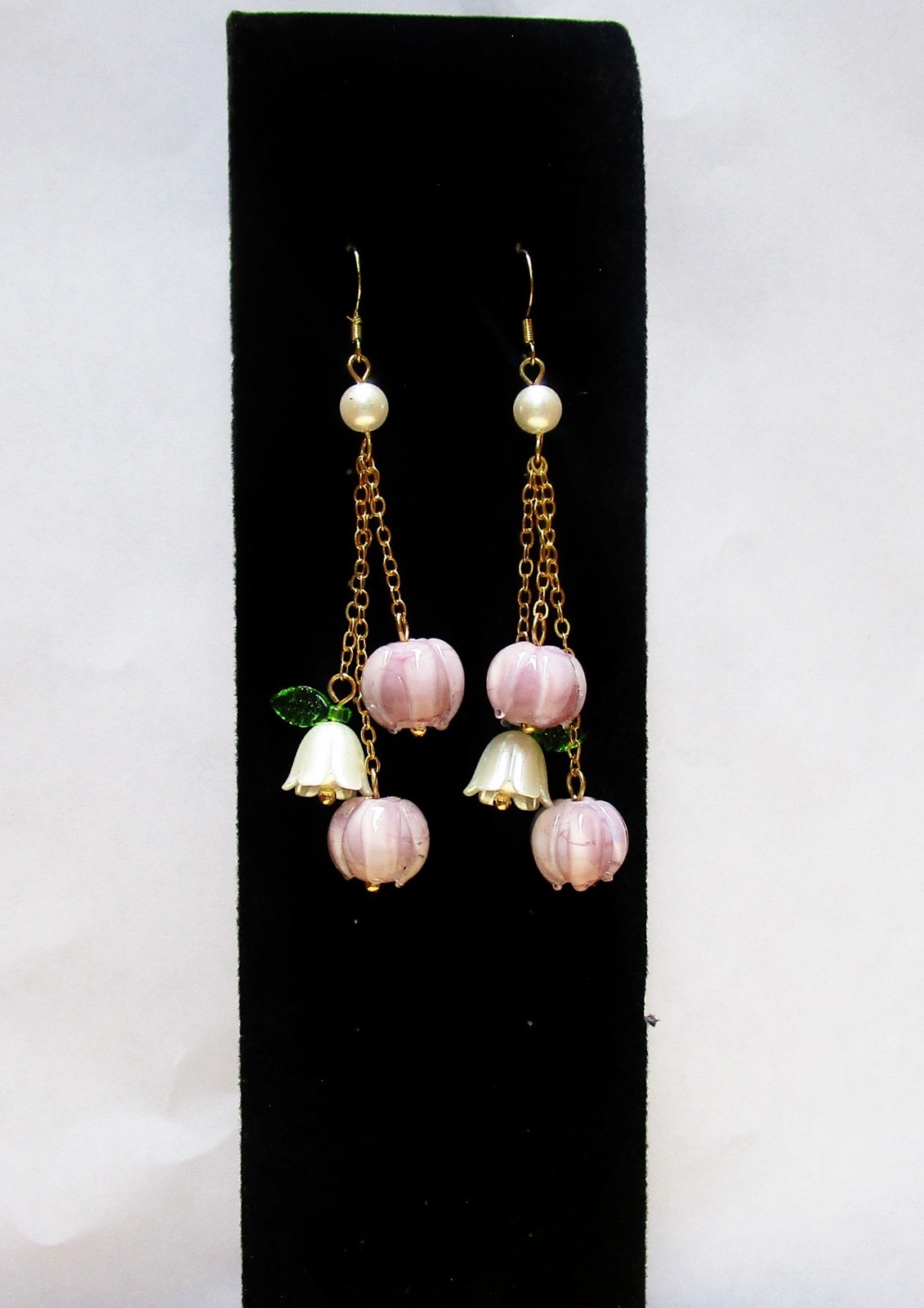 Purple dangle women’s earrings with nickel free hooks