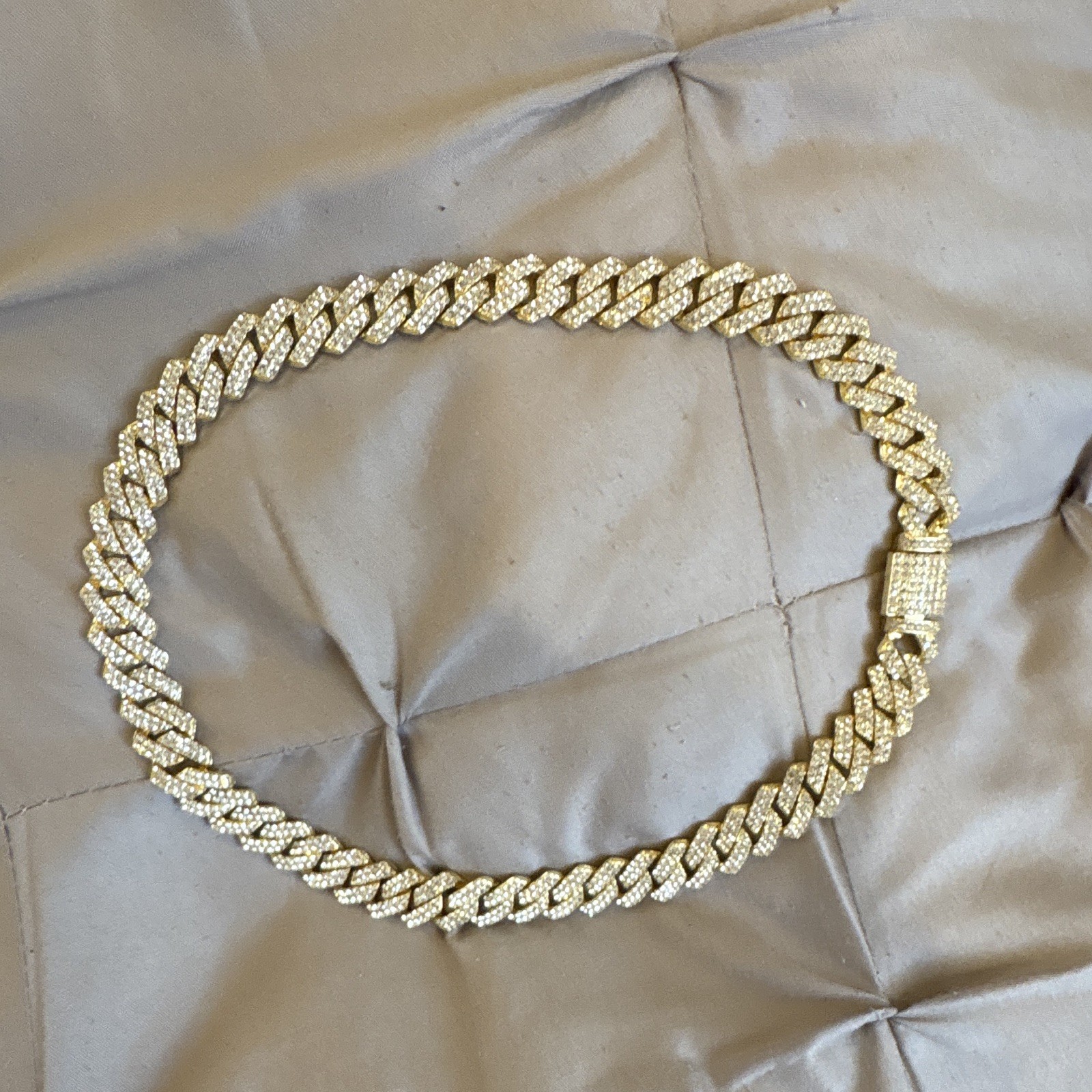 Gold Plated Iced Out Cuban Link Chain Necklace – Pavé Rhinestone, 18 in
