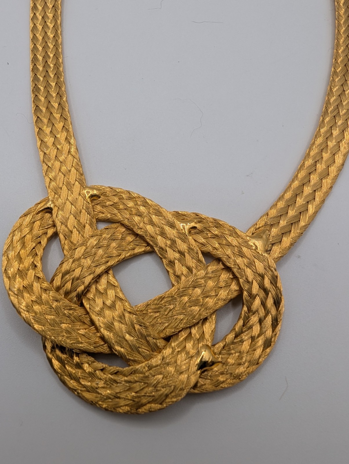Carol & Stelios Paraskavas 24K Gold Plated Mesh Hercules Knot Necklace