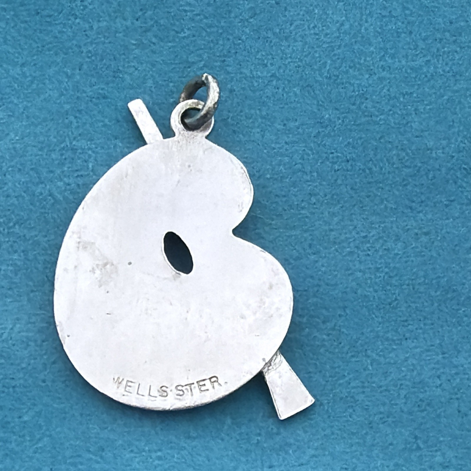 Wells Sterling 925 Sterling Silver Artist Palette Charm Pendant Signed
