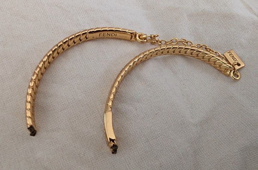Vintage Fendi Gold-Plated “FF” Logo Bangle Bracelet – Repair & Restoration