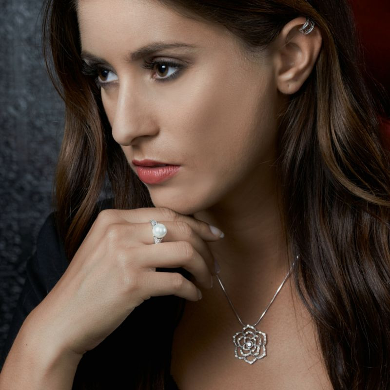 Sweet Rose Charm Pendant w/Cubic Zirconium | Fashion Jewelry | Brand New!!**