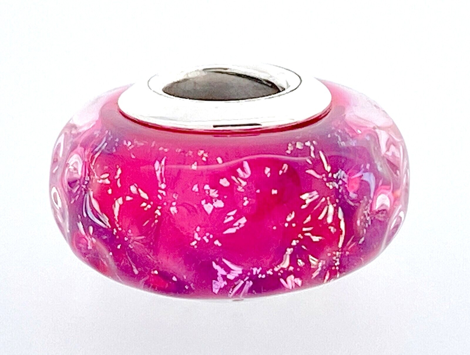 New 100% Authentic PANDORA 925 Wavy Pink/Red Murano Glass Charm 798872C00