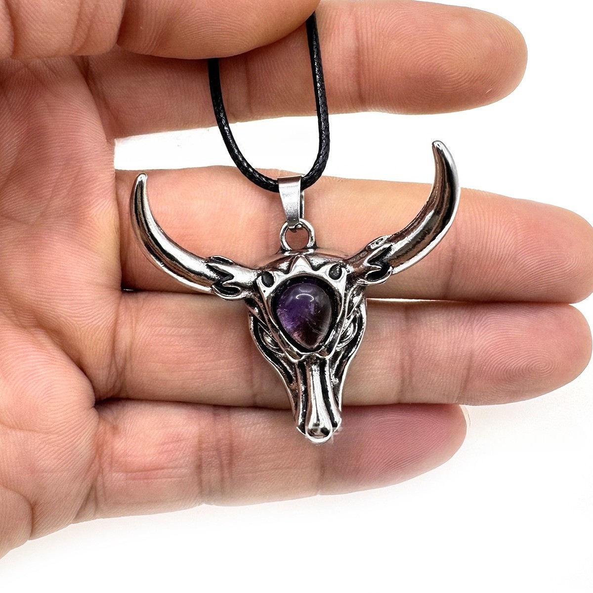 10pcs Mixed Natural Stone Alloy Bull Head Pendants DIY Jewelry Making Necklace
