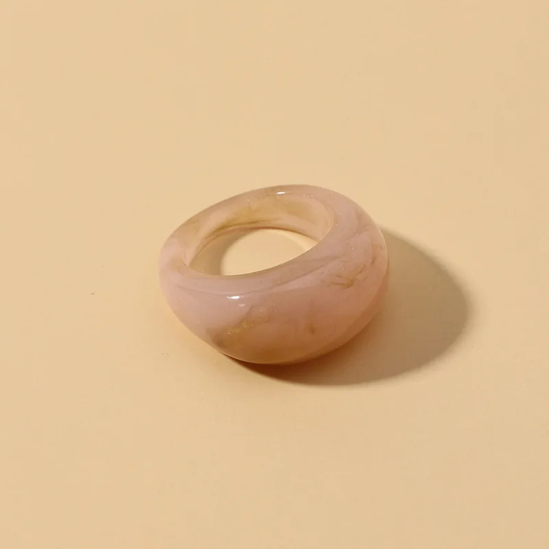 Transparent Acrylic Geometric Ring Round Resin Band Lightweight Jewelry
