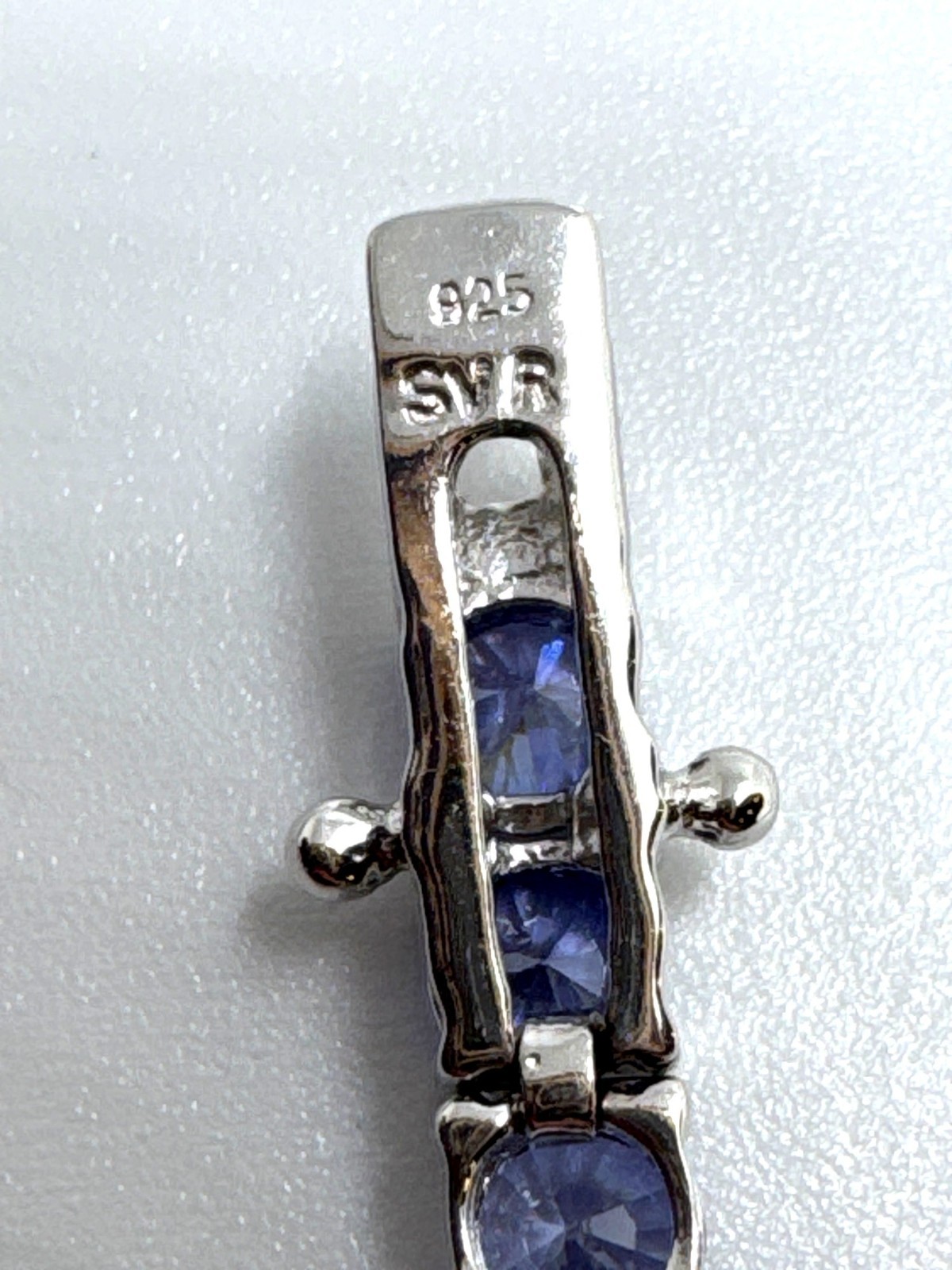 925 Sterling Silver Blue Violet Gemstone Tennis Bracelet 7.25″ SVR 12g