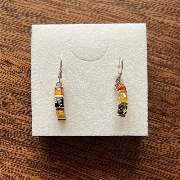 House of Amber, tricolor amber drop earrings