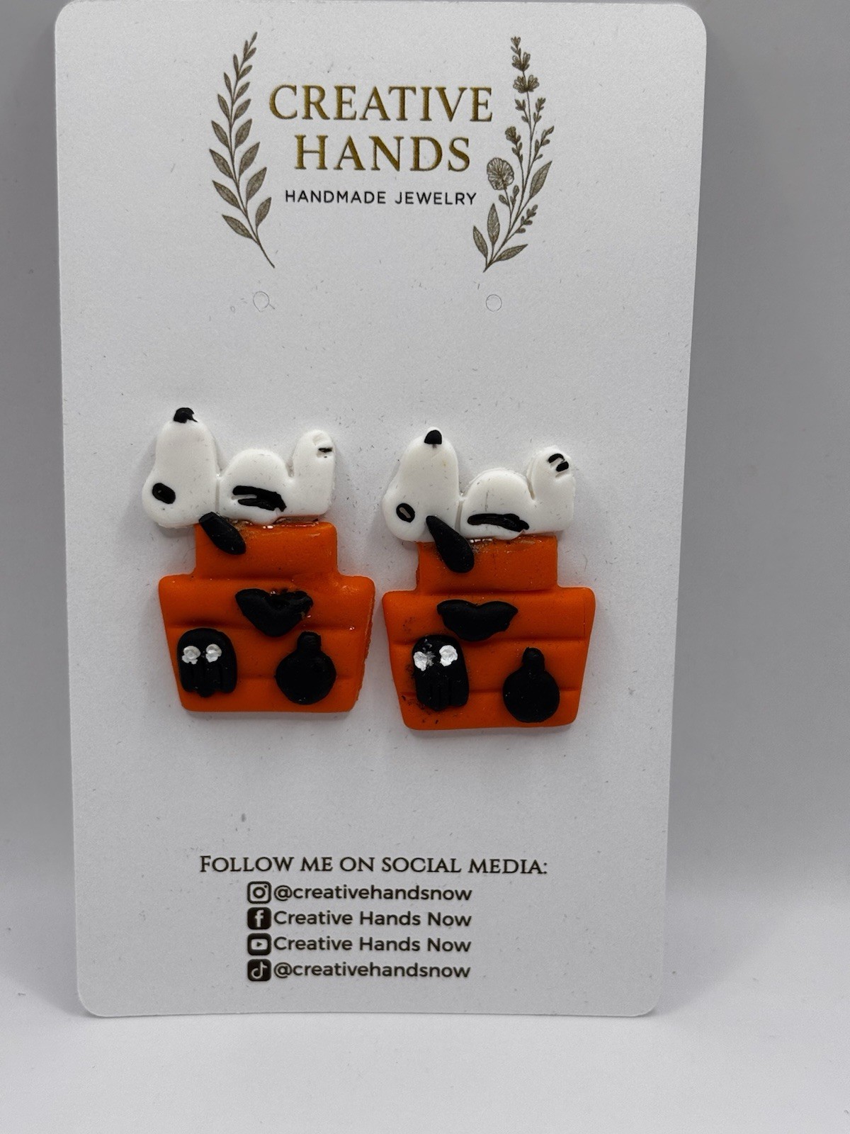 Snoopy Halloween Earrings Orange Doghouse Ghost Bat Peanuts Inspired Jewelry