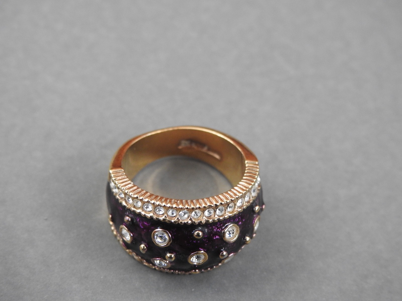 PURPLE Enamel , clear stones and gold-plated band ring 8 SETA