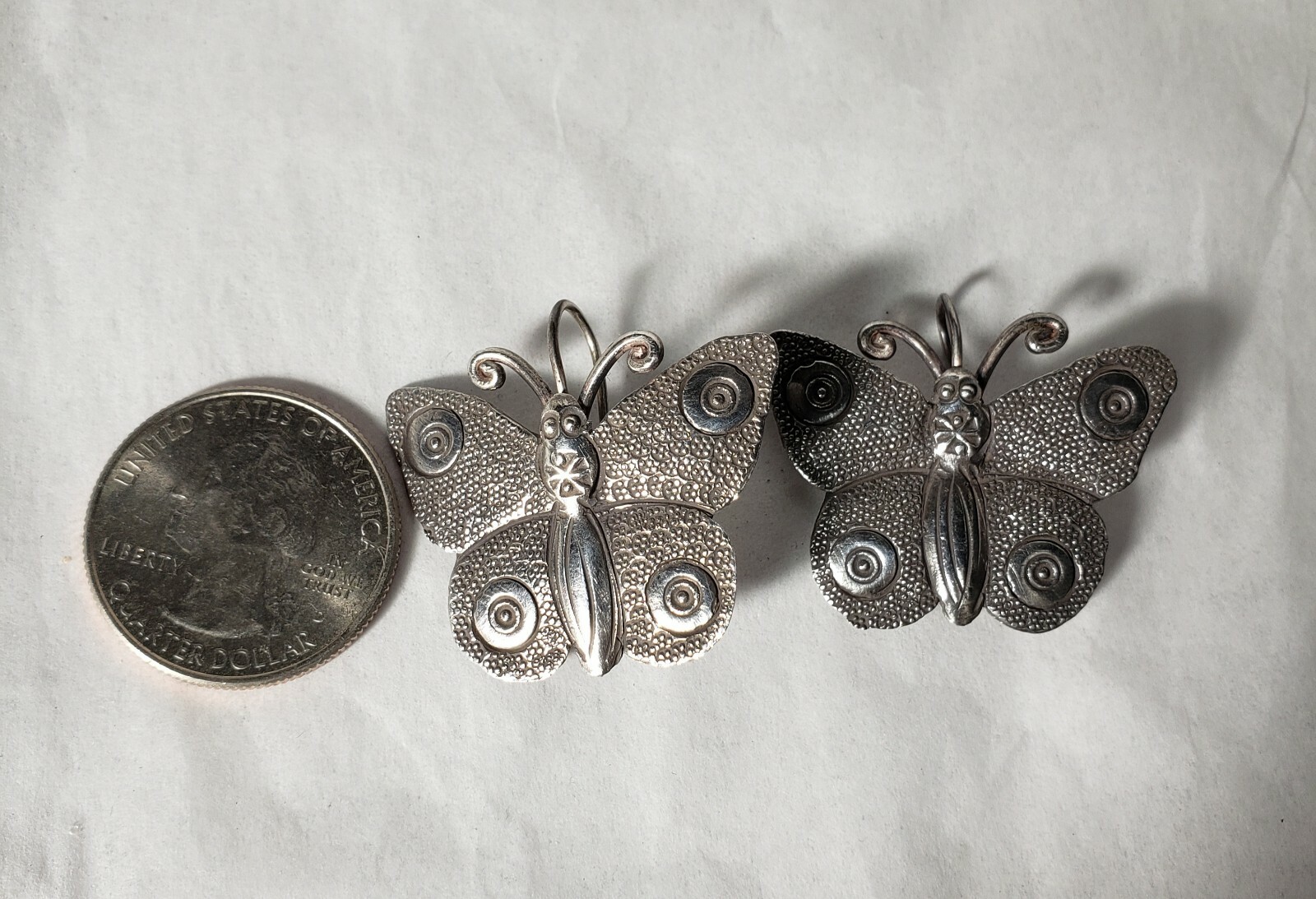 92.5 sterling silver butterfly earrings, big earrings