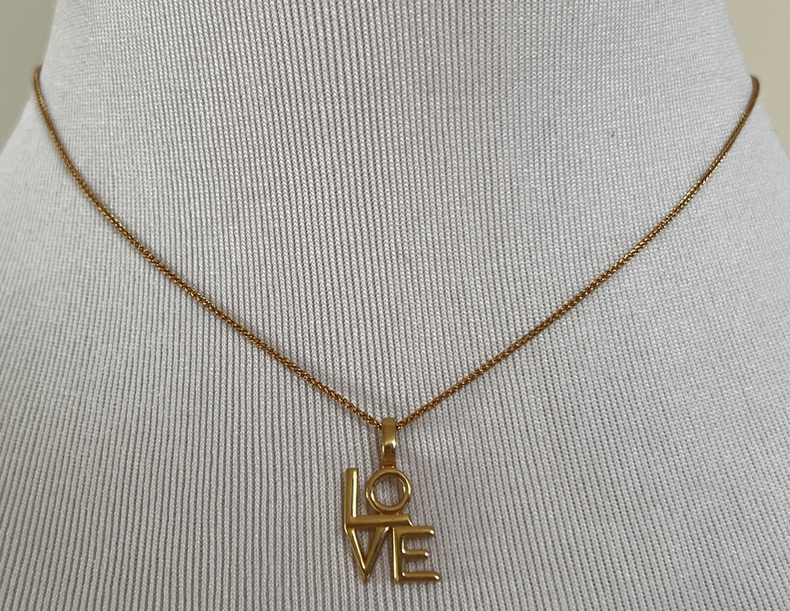 NIB Saint Laurent YSL LOVE Charm Antique Gold Brass Pendant Chain Necklace $650