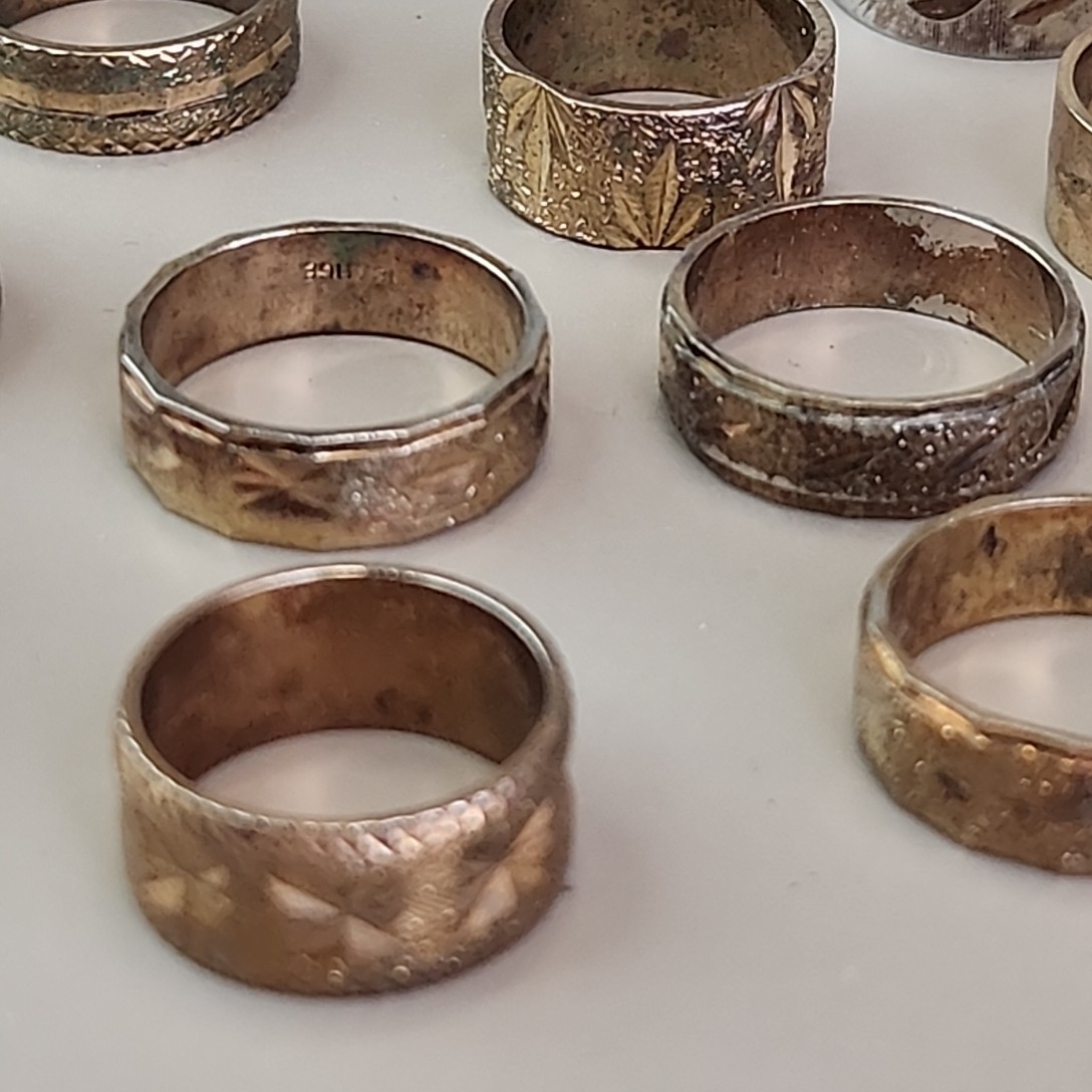 Band Ring Lot of 29 18K Heavy Gold Electroplate Various Sizes 4 to 8 HAVE WEAR
