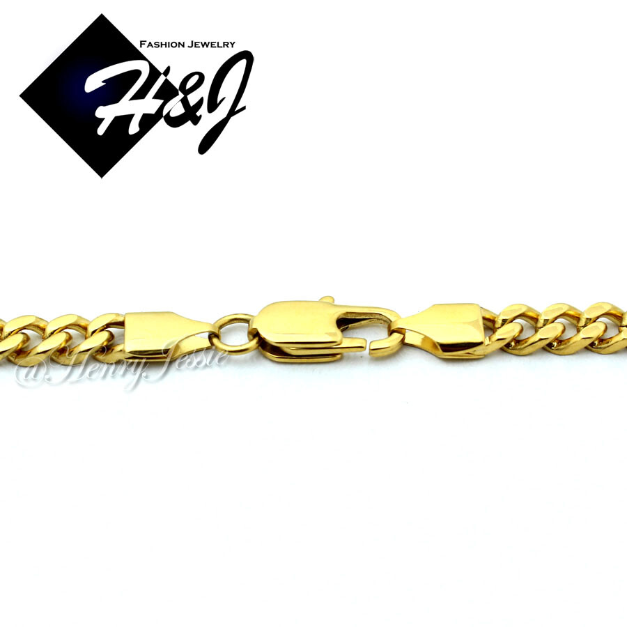 18″-40″MEN Stainless Steel 5mm Gold Plated Cuban Chain CZ Jesus Face Pendant*150