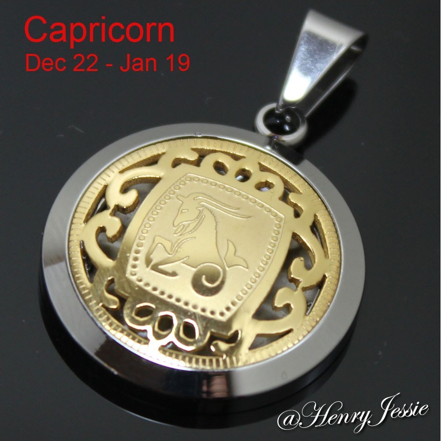 20″MEN Stainless Steel 1.5mm Silver/Gold Plated Rope Chain Zodiac Sign Pendant