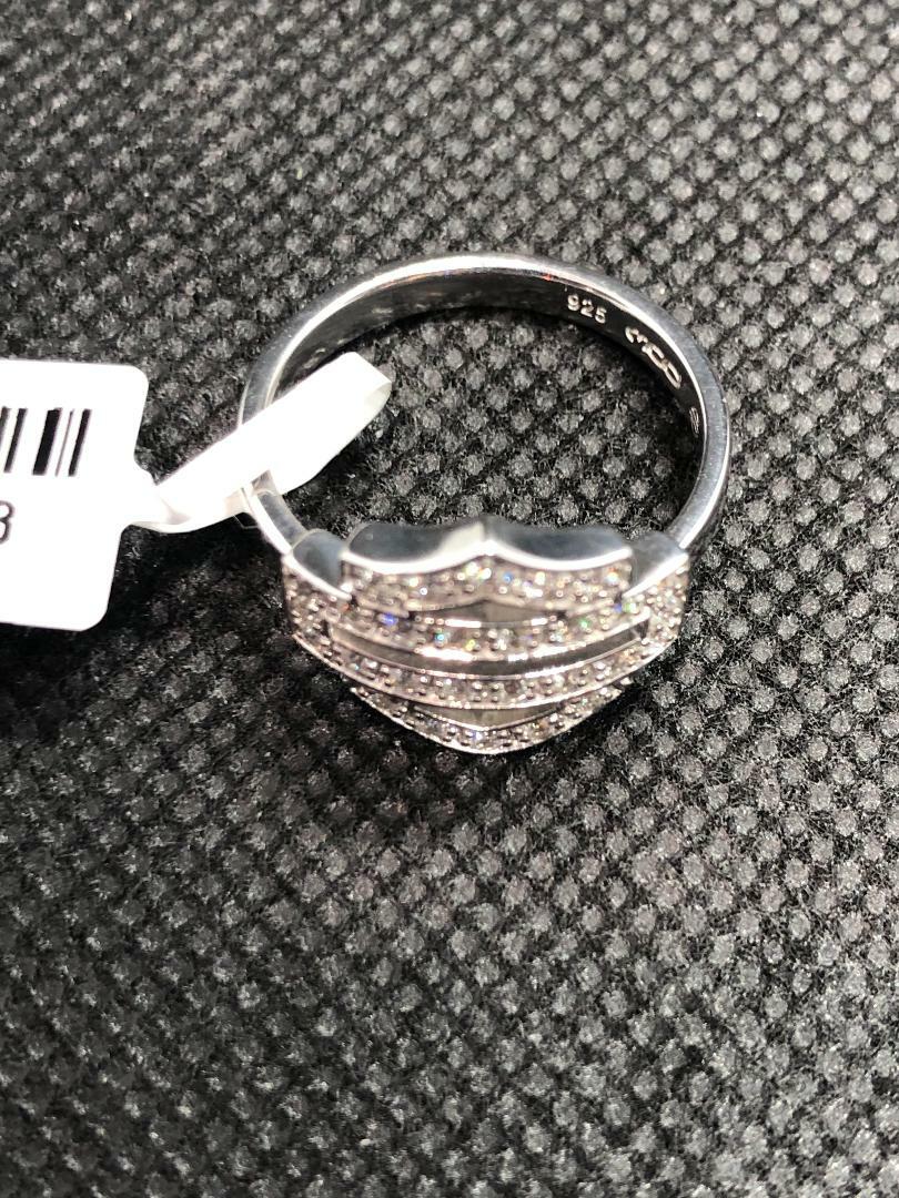 Ladies Bling Harley-Davidson ® Bar Shield Ring Sterling Silver 223 / HDR0378