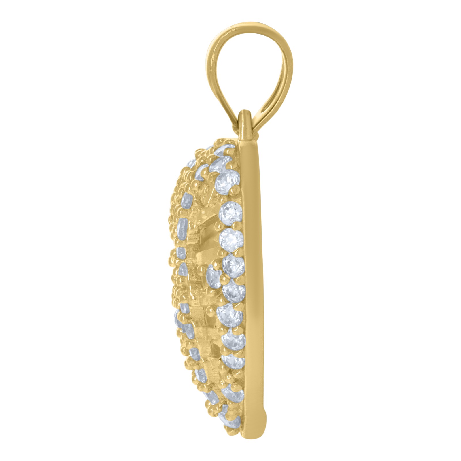 10K Yellow Gold Round CZ Women’s 0.85″ Love Charm Stitched Broken Heart Pendant
