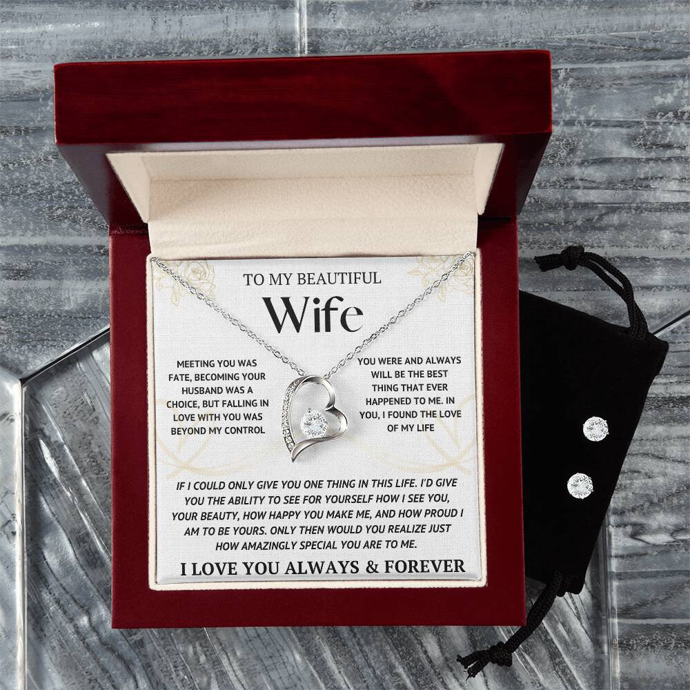 To My Wife Necklace With Free Earrings Bundle Christmas Gifts For Women Wife New