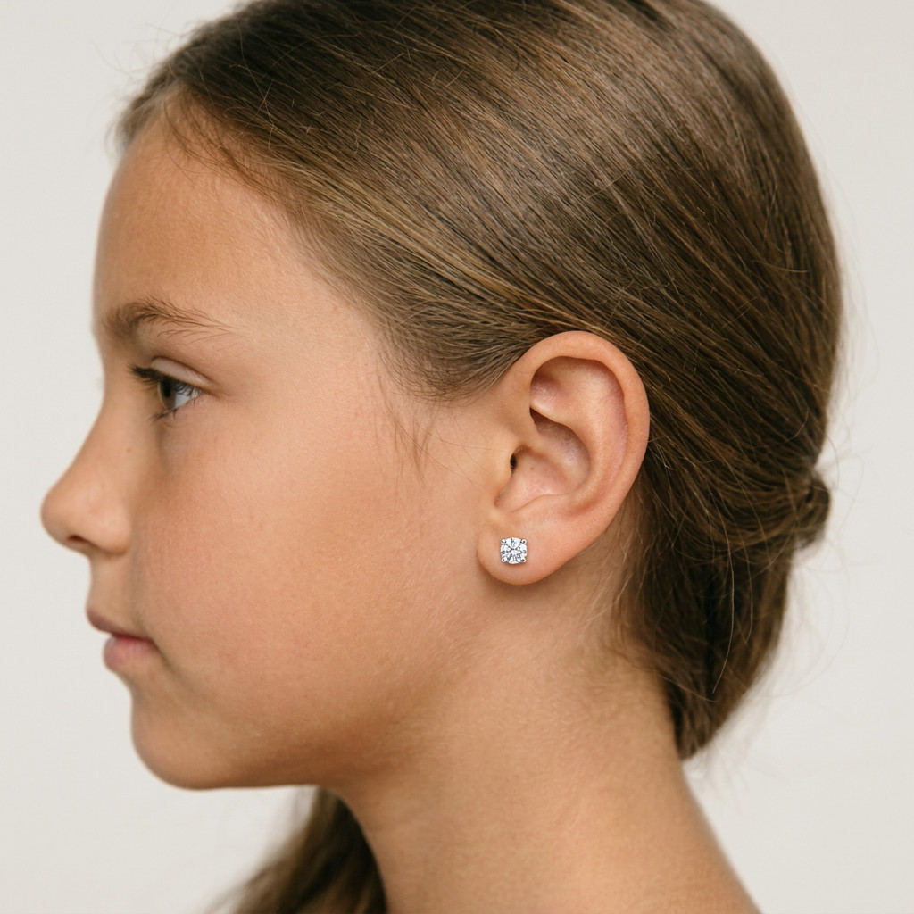 14K Solid White Gold Round Solitaire Cubic Zirconia Screw Back Stud Earrings