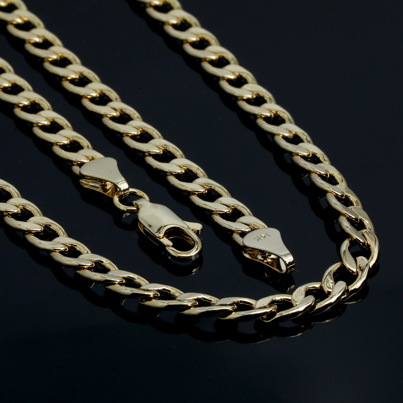 1 OZ Nugget Cut Charm Pendant 14k Gold Plated Brass 5mm 20″ Cuban Choker Chain