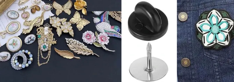 100pc Metal Locking Pin Back Brooch Badge Holder Lapel Base For DIY Jewelry