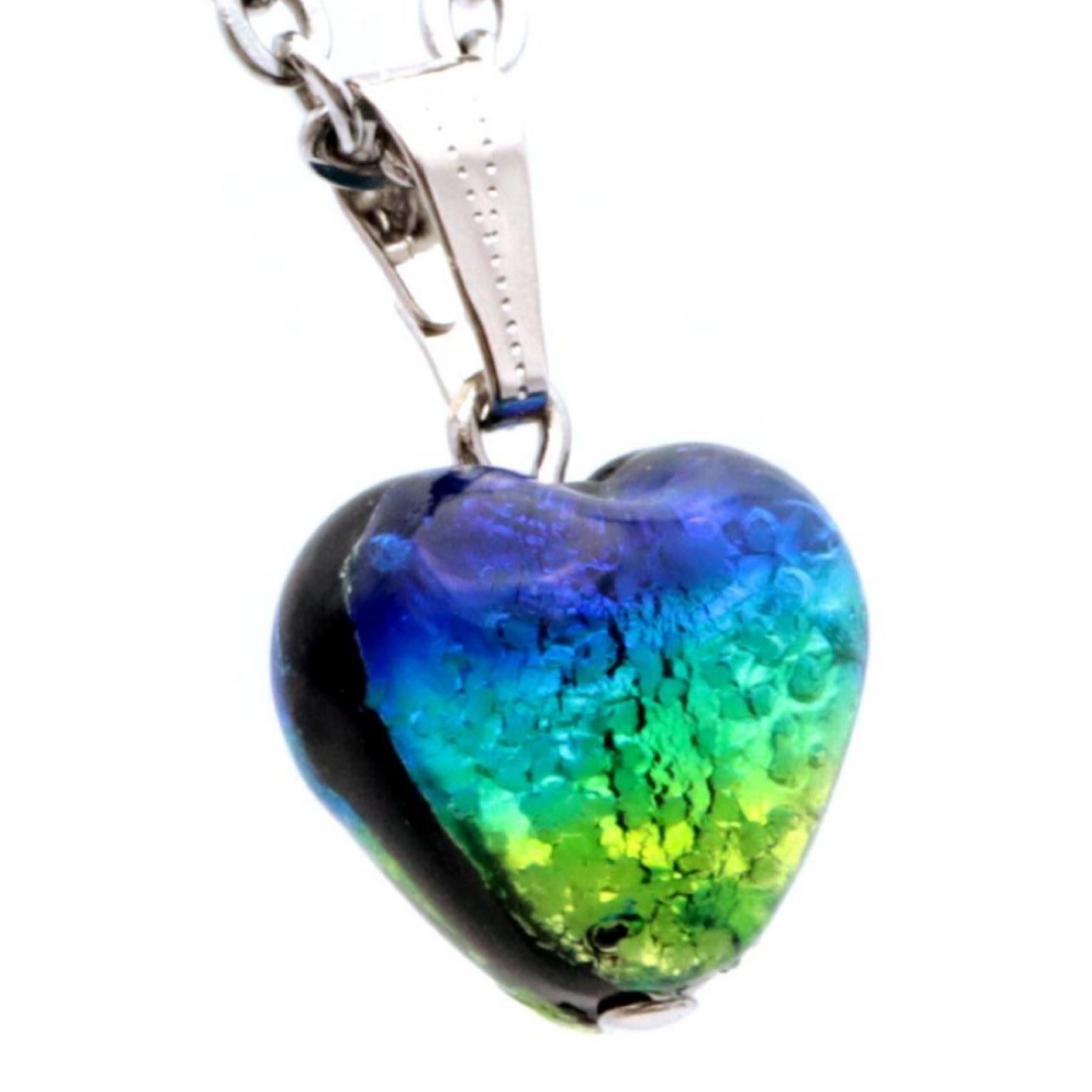 Okinawa Ryukyu Firefly Glass Heart Necklace Kerama Marine Glow in the Dark