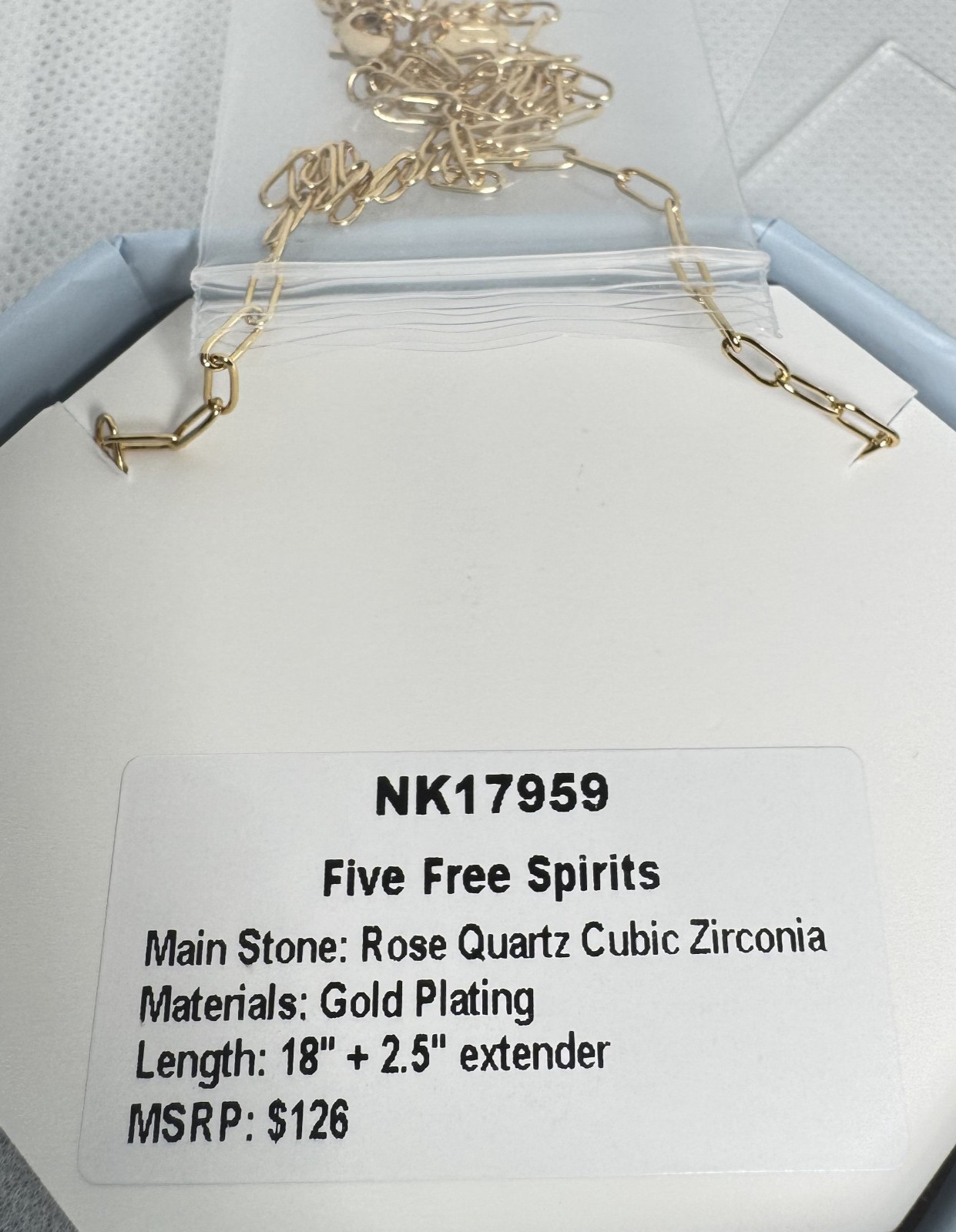 Bomb Party Necklace – NK17959 Five Free Spirits – Rose Quartz Cubic Zirconia