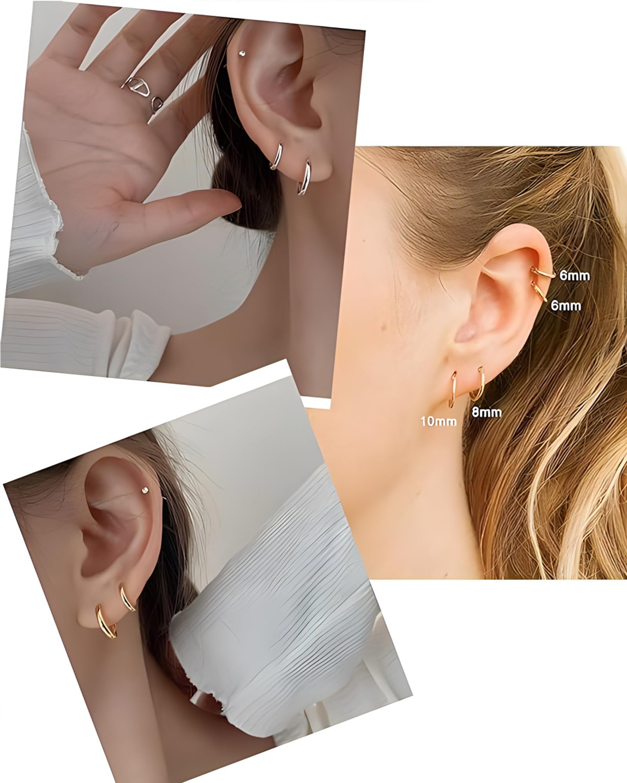 316L Surgical Stainless Steel Huggie Hoop Earrings 6mm 8mm 10mm 11mm 12mm 14m…