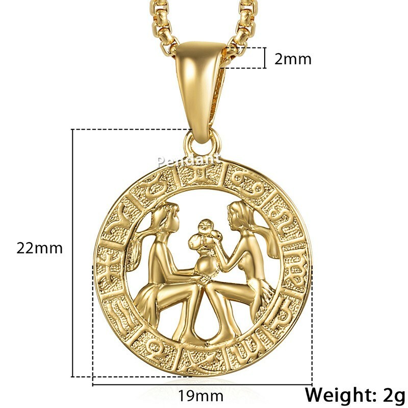 Gold Plated Zodiac Constellation Pendant Necklace Choker 16-22″ Box/Snail Chain