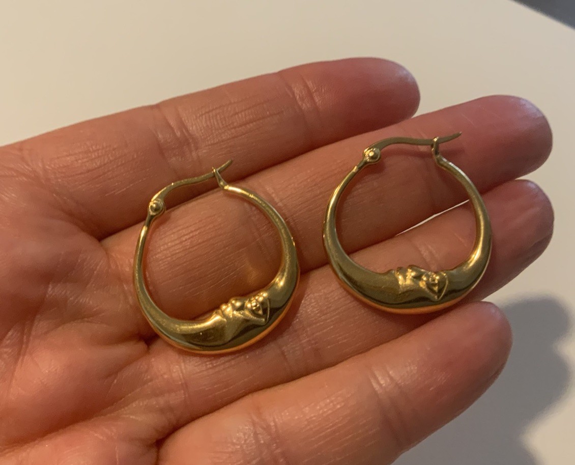 Anthropologie Hoop Moon Earrings Gold Face Boho Celestial Minimalist Sculptural