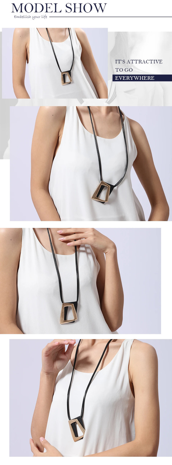 2023 Sweater Chain Long Necklace Trendy Zinc Alloy Metal Gold Color Necklaces