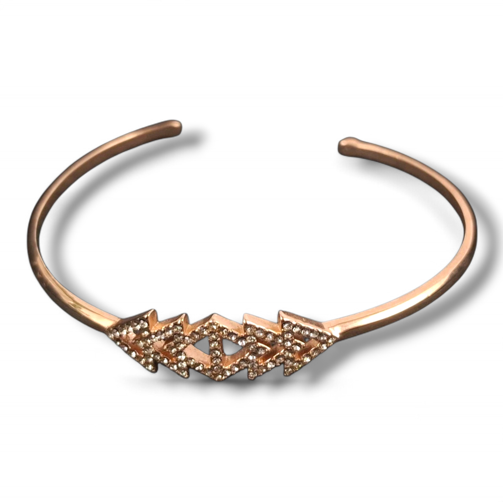 Stella & Dot Rose Gold Tone Crystal Chevron Cuff Bracelet Pave Designer Womens