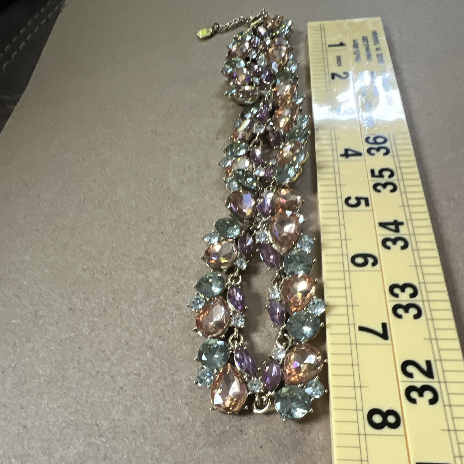 Charter Club Gold Tone Multicolor Pastel Crystal Cluster Statement Necklace 16”