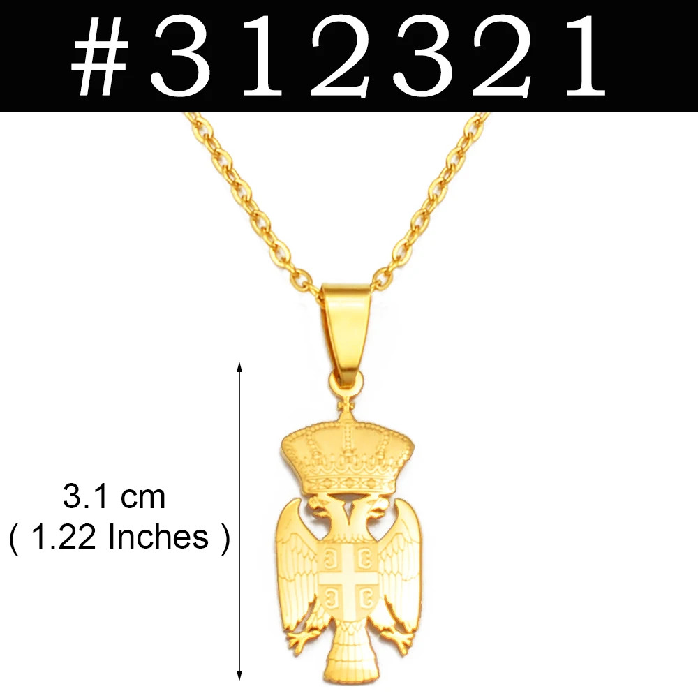 3.1cm Serbia Eagle Pendant Necklaces Stainless Steel Material for Women G