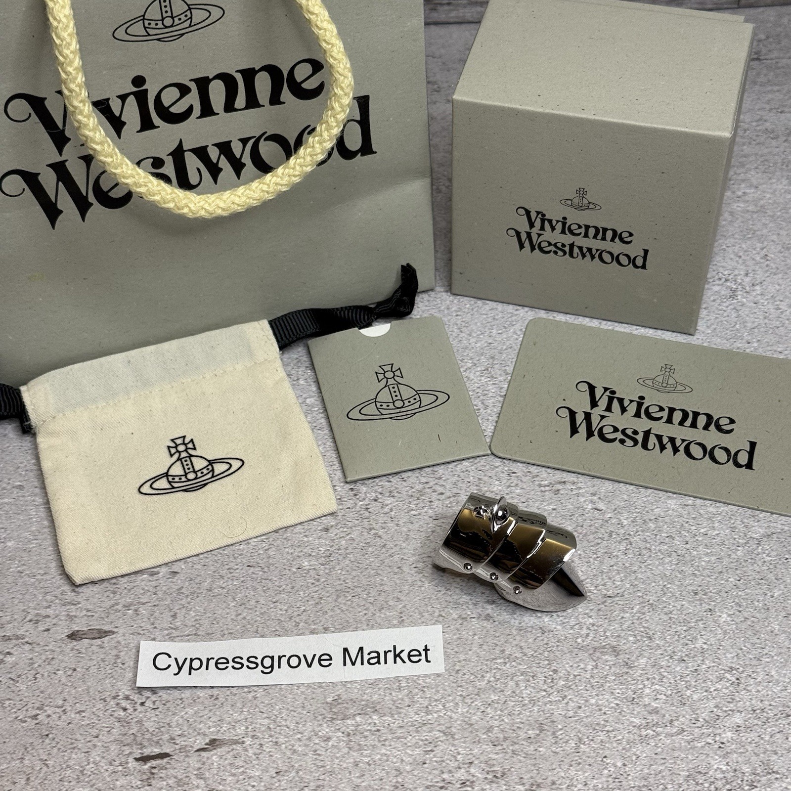 Used Vivienne Westwood Armor Ring Size 6/S WITH PACKAGING
