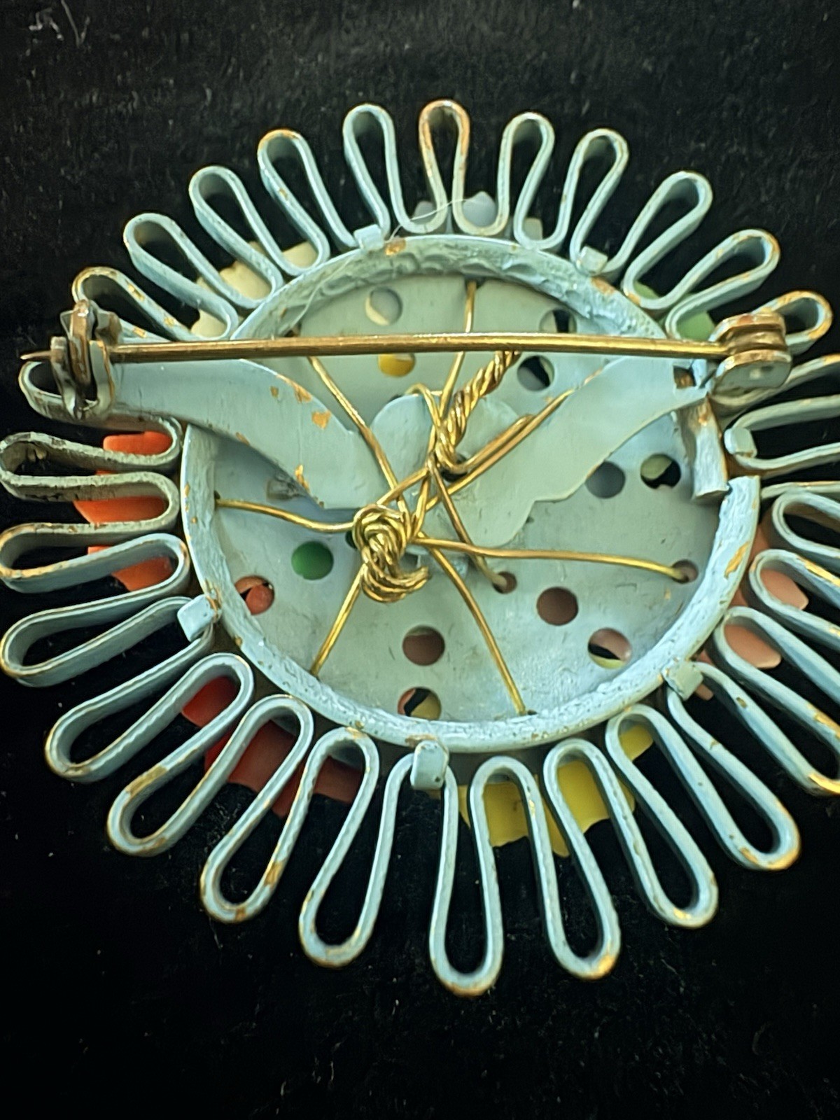 Vintage Unsigned Miriam Haskell Brooch Pin Celluloid Flowers 1930-1940s