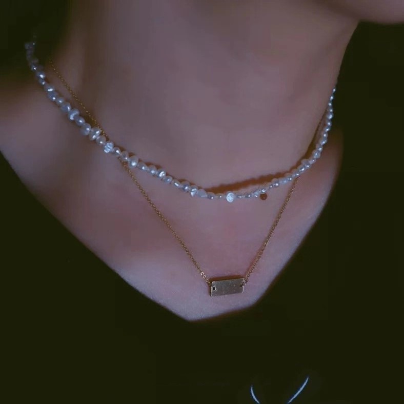 Gold Plated Baroque Pearl Pendant Necklace Shaped Clavicle Chain Jewelry Gift