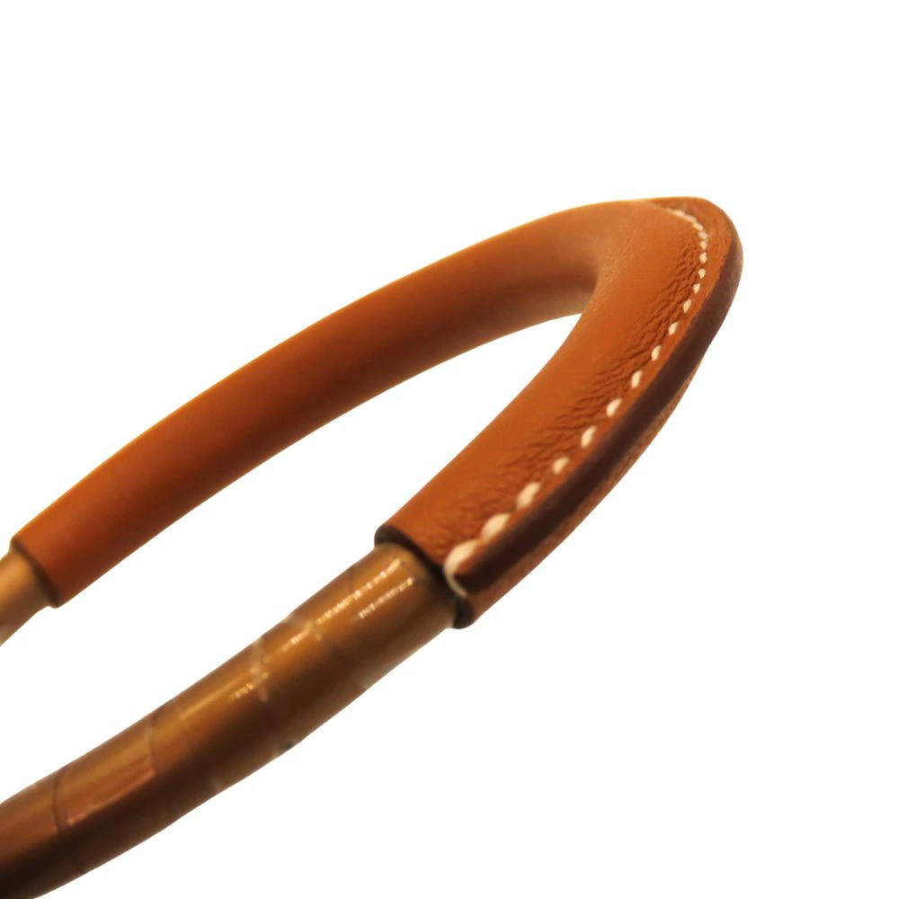Used Hermes Loop Grand Pendant Gold Vaux Swift Aluminum Necklace Brown Tea Acces
