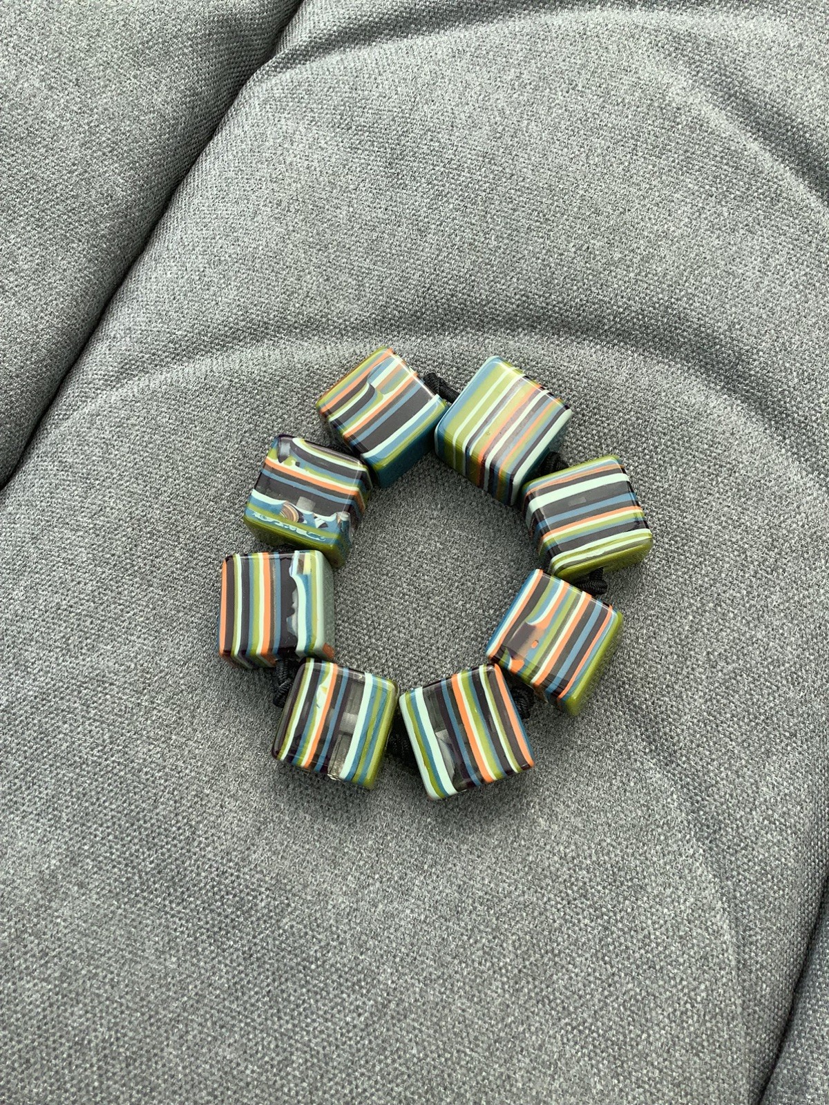 Beautiful Resin Stripe Chunky Bead Bracelet Statement Costume