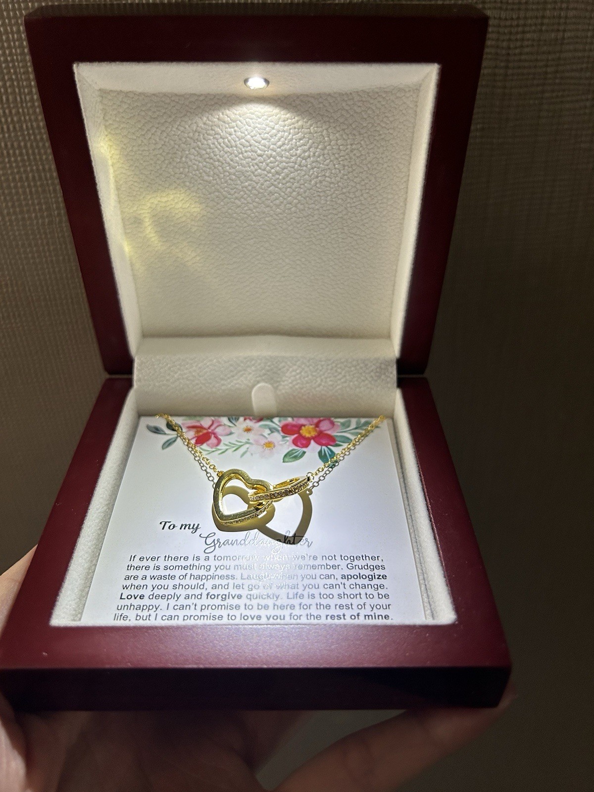 To my granddaughter linked hearts Necklace Gift Birthday Graduation Christmas
