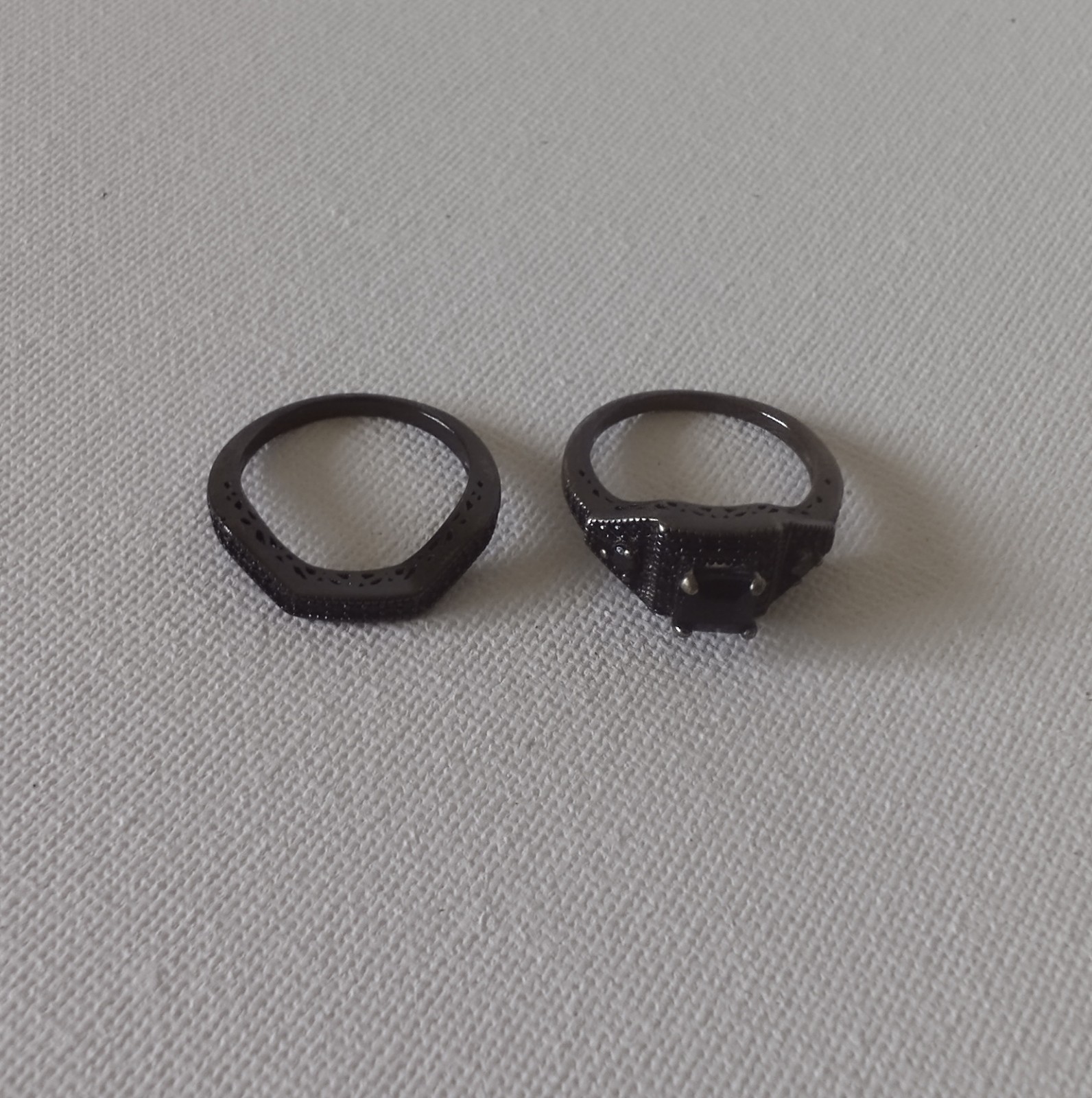 Black Tone Square Signet Band Ring Size 7 Black Square Center Setting