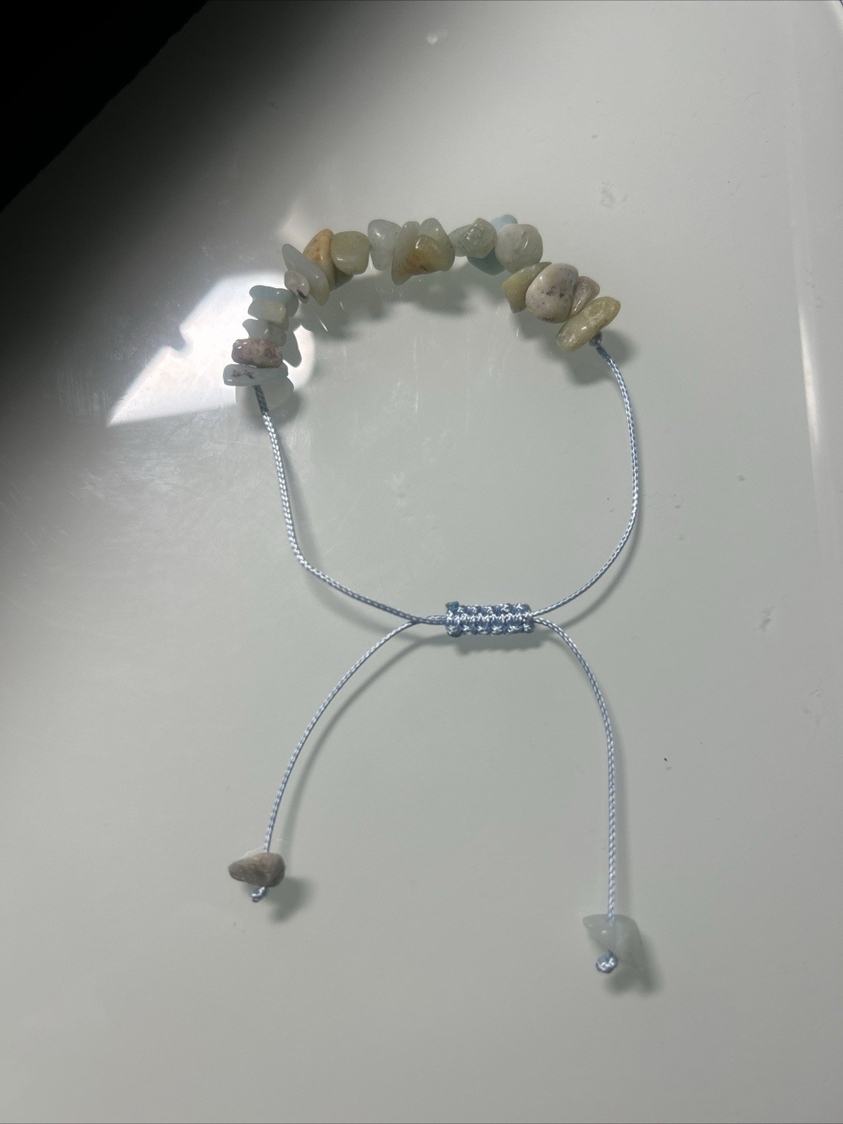 Mindful Souls Blue Stone Chip Beaded Friendship Bracelet, Braided Slide Closure
