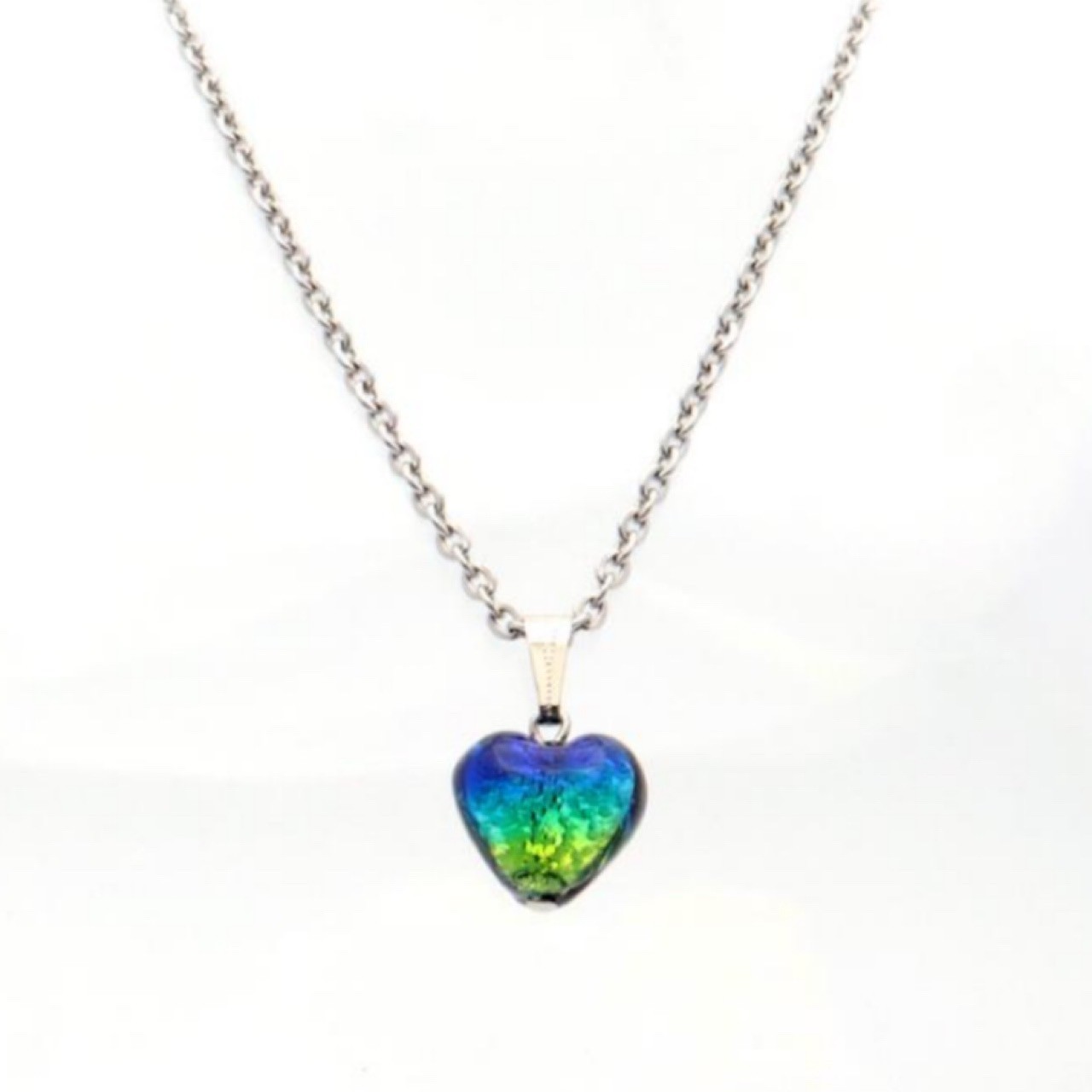 Okinawa Ryukyu Firefly Glass Heart Necklace Kerama Marine Glow in the Dark