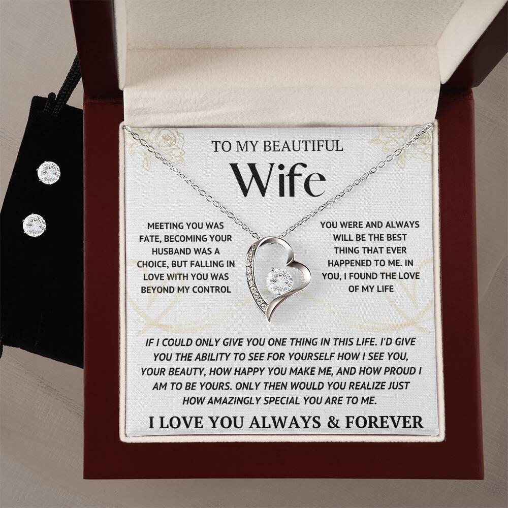To My Wife Necklace With Free Earrings Bundle Christmas Gifts For Women Wife New
