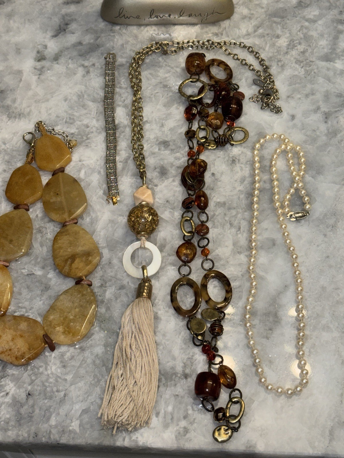 Silver Vintage Pearls Chicos Necklaces Greek Key Bracelet Gold Tone Earrings Lot